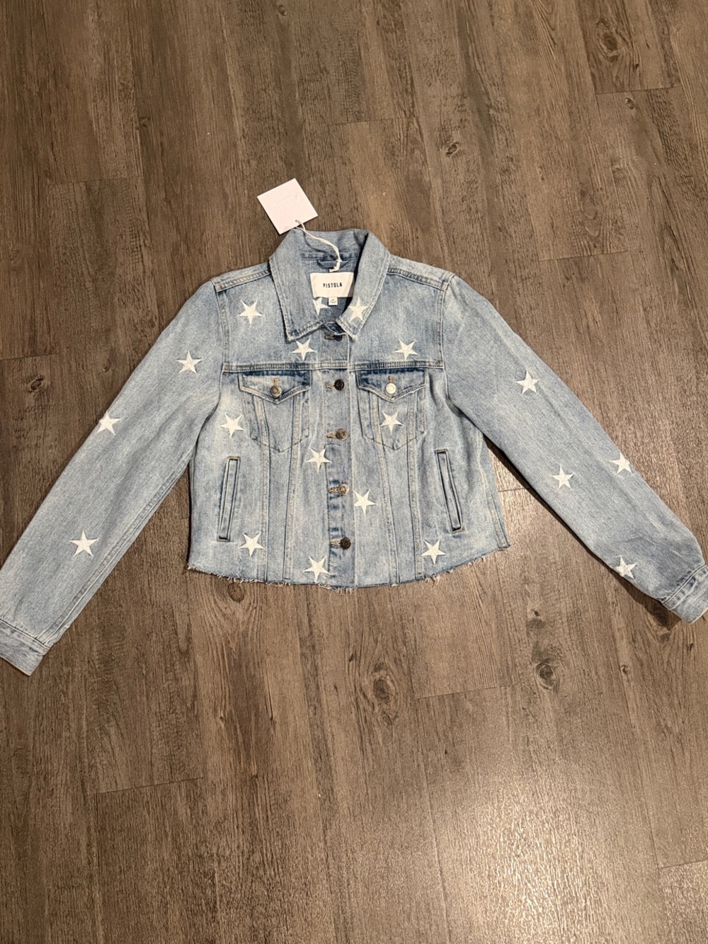 pistola Light Blue Denim Jacket with White Star Print